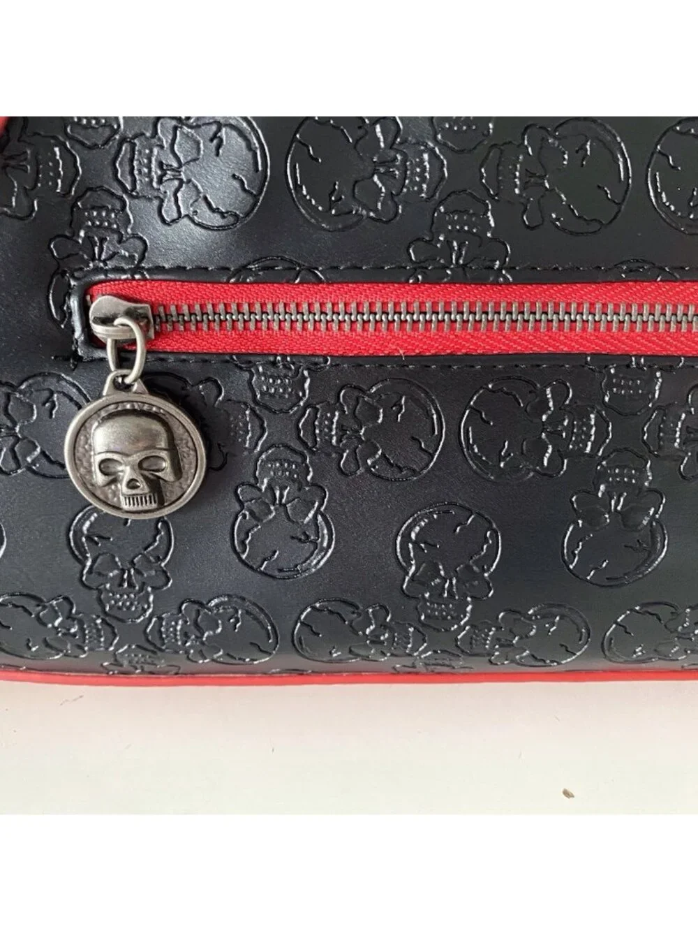 Ed Hardy Black Red Tote Satchel Chain Charm Studded Croc Embossed‎ Skulls NEW